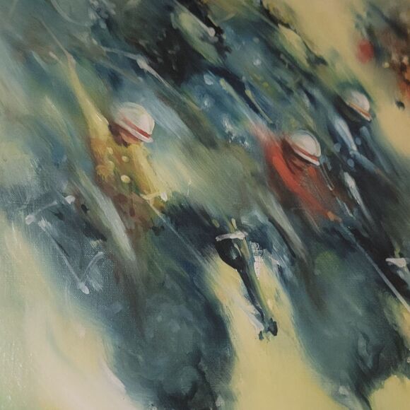 Armand Lourenco Oil Painting on Canvas of Horse Race signed framed - Picture 13 of 16